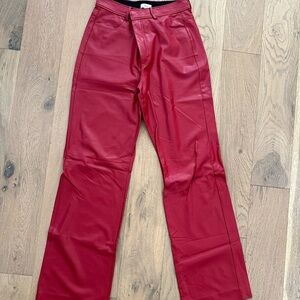 ALC Red leather straight leg trousers